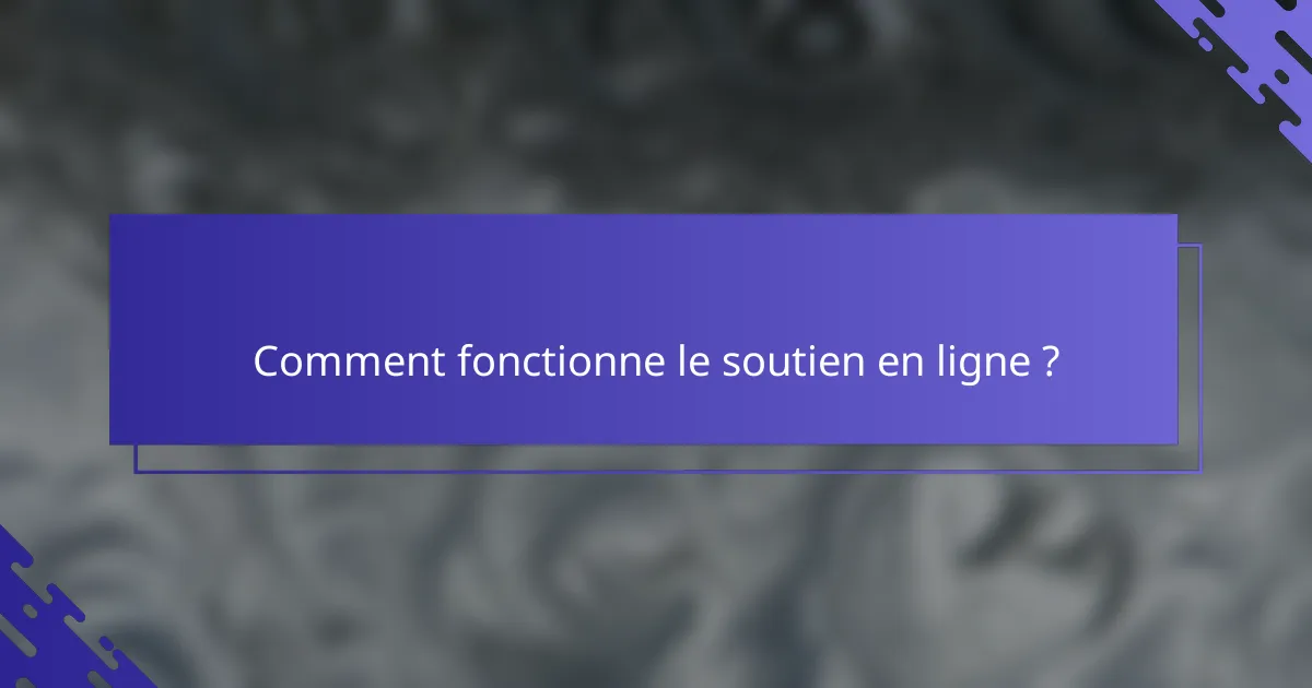 Comment fonctionne le soutien en ligne ?