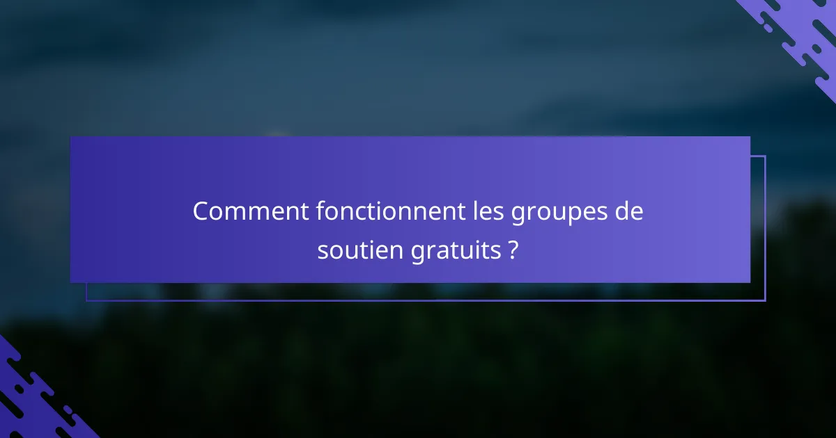 Comment fonctionnent les groupes de soutien gratuits ?
