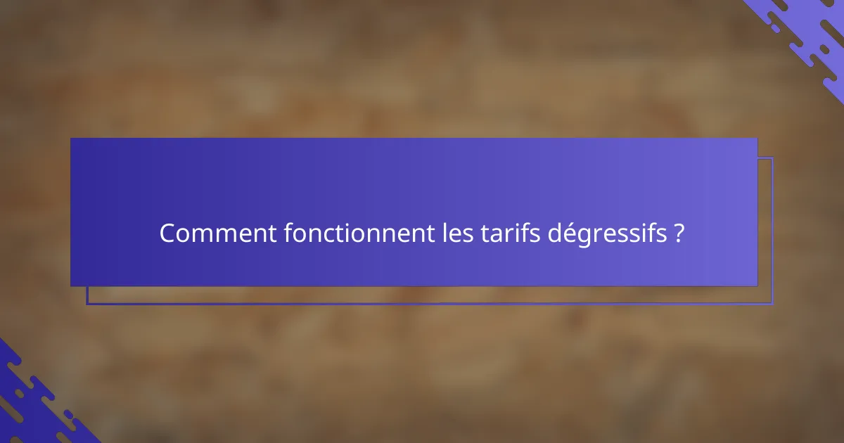 Comment fonctionnent les tarifs dégressifs ?