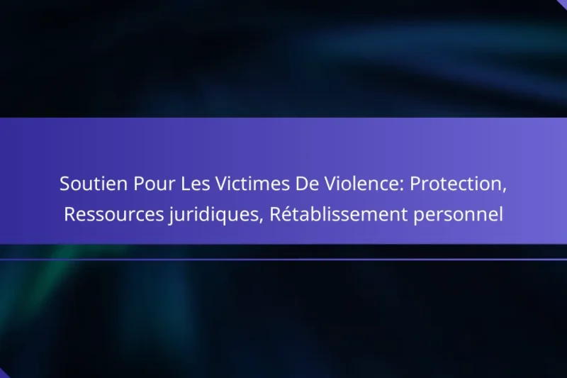 Soutien Pour Les Victimes De Violence: Protection, Ressources juridiques, Rétablissement personnel