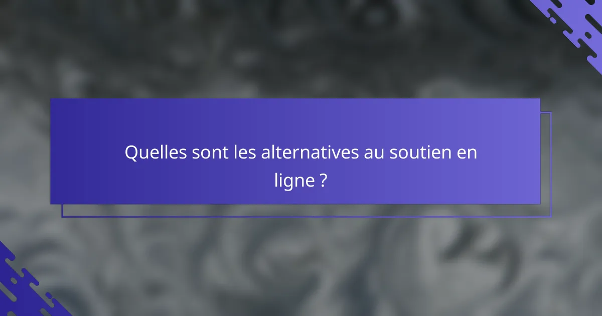 Quelles sont les alternatives au soutien en ligne ?