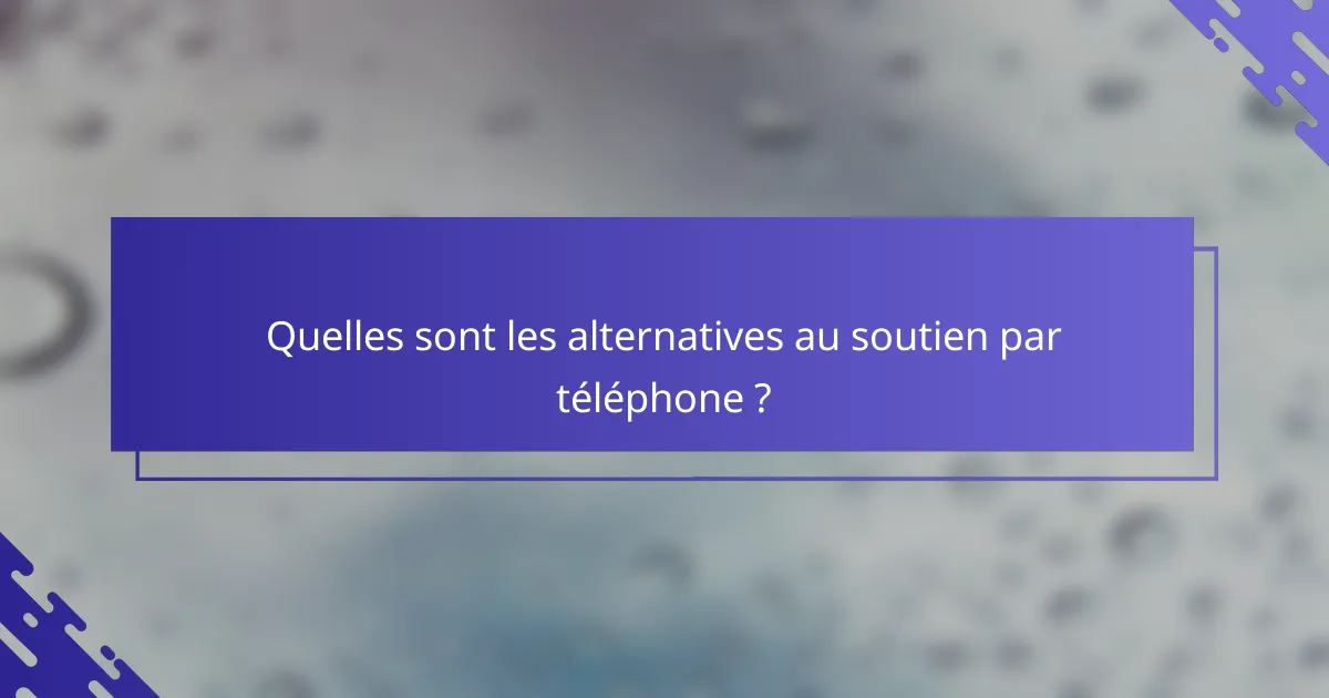 Quelles sont les alternatives au soutien par téléphone ?