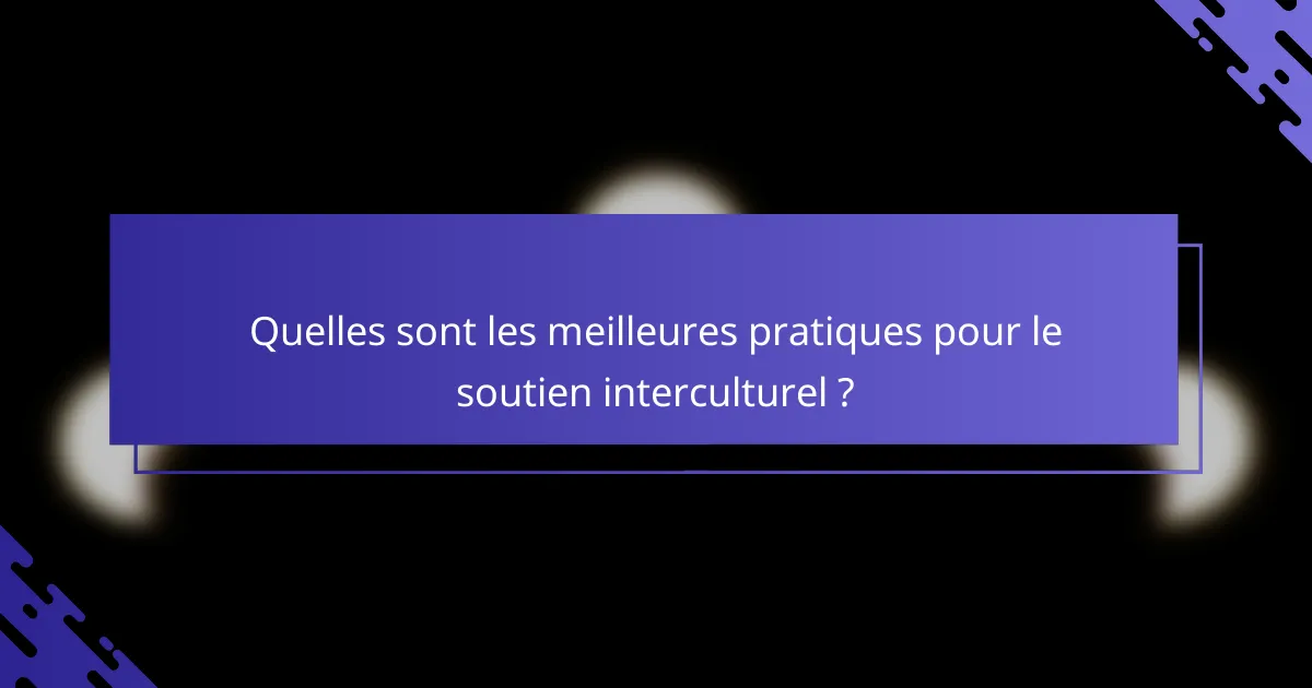 Quelles sont les meilleures pratiques pour le soutien interculturel ?