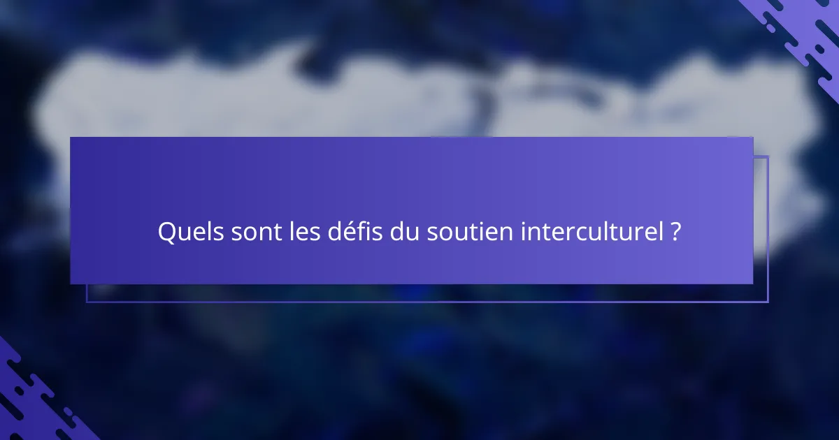 Quels sont les défis du soutien interculturel ?