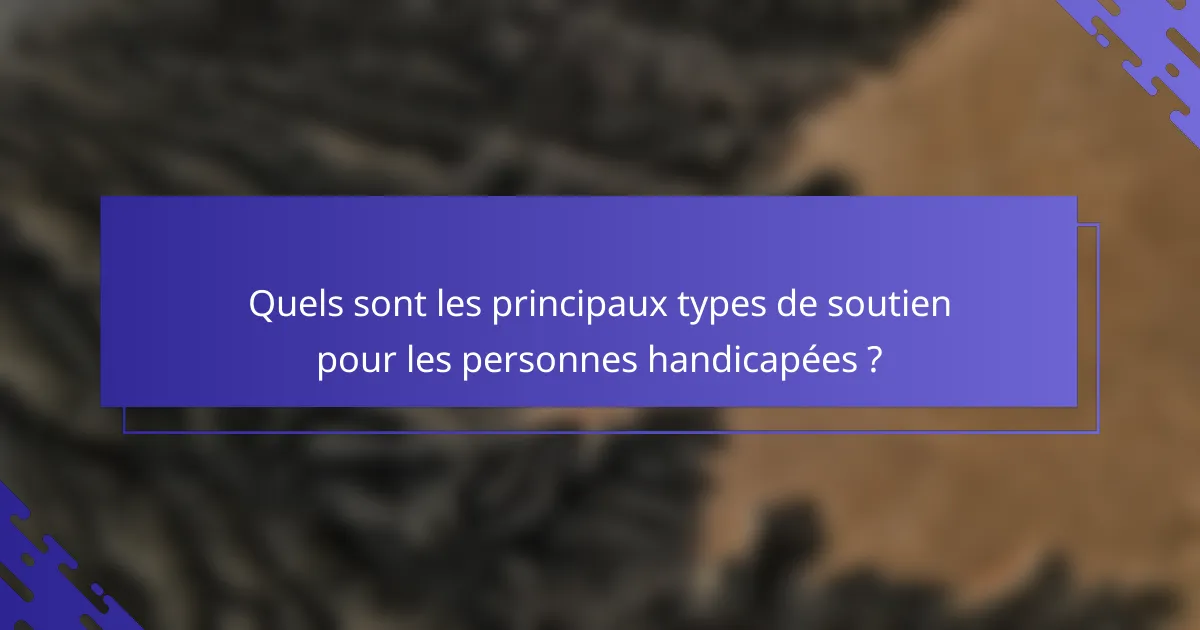Quels sont les principaux types de soutien pour les personnes handicapées ?